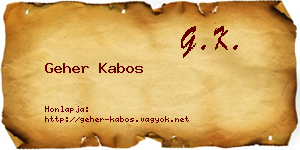 Geher Kabos névjegykártya